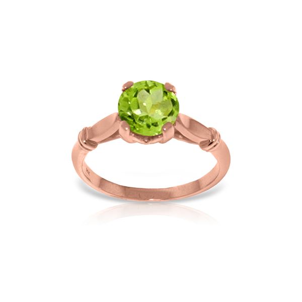 Genuine 1.15 ctw Peridot Ring 14KT Rose Gold - REF-51A4K