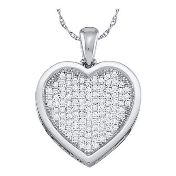 Round Diamond Cluster Small Heart Pendant 1/20 Cttw 10KT White Gold
