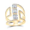 Image 1 : Baguette Diamond Triple Cluster Fashion Ring 7/8 Cttw 14KT Yellow Gold