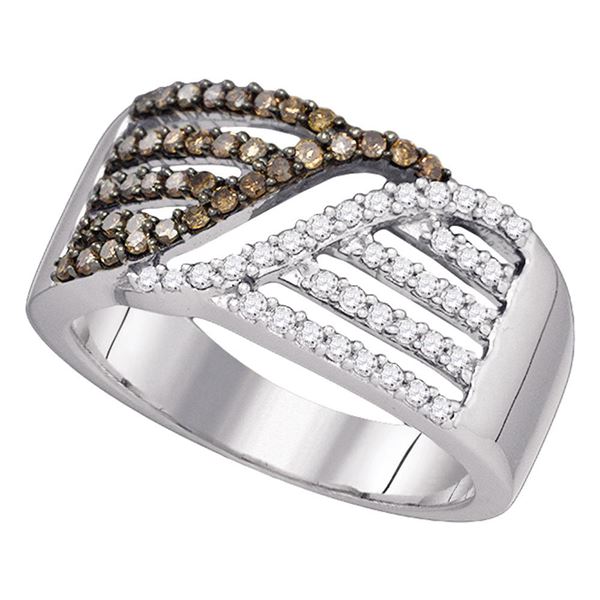 Round Brown Diamond Band Ring 1/2 Cttw 10KT White Gold