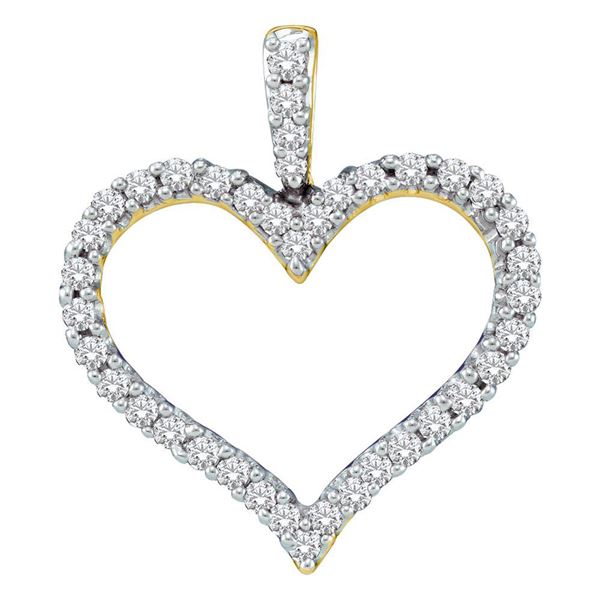 Round Diamond Classic Heart Outline Pendant 1/2 Cttw 14KT Yellow Gold