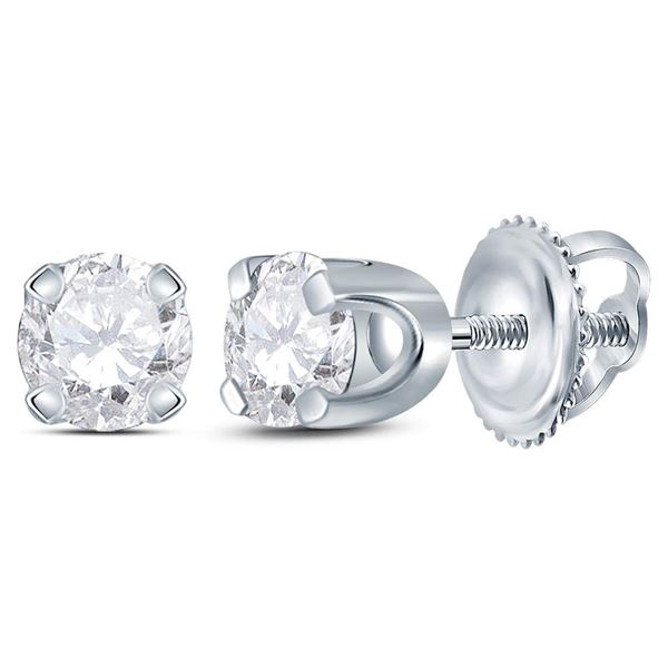 Round Diamond Solitaire Earrings 1/4 Cttw 14KT White Gold