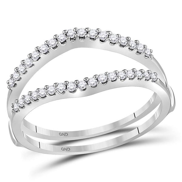 Round Diamond Ring Guard Wrap Enhancer Wedding Band 1/4 Cttw 14KT White Gold