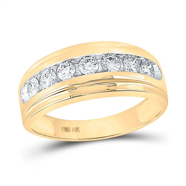 Round Diamond Wedding Band Ring 7/8 Cttw 14KT Yellow Gold