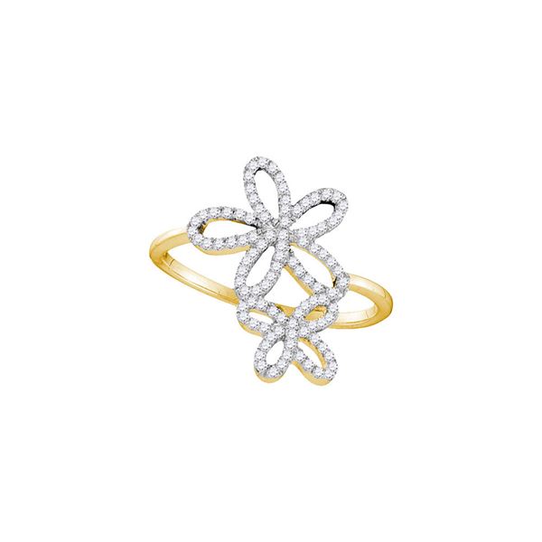 Round Diamond Flower Star Cluster Ring 1/5 Cttw 10KT Yellow Gold