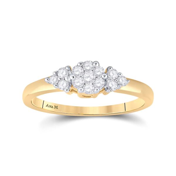 Round Diamond Cluster Fashion Ring 1/4 Cttw 14KT Yellow Gold