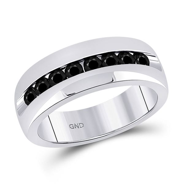 Round Black Color Enhanced Diamond Fashion Band 1 Cttw 10KT White Gold