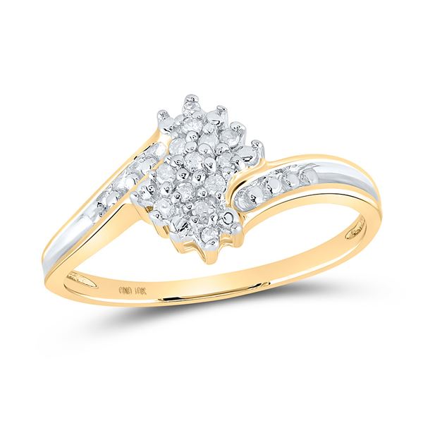 Round Diamond Cluster Ring 1/10 Cttw 10KT Two-tone Gold