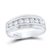 Image 1 : Round Diamond Wedding Channel-Set Band Ring 3/4 Cttw 10KT White Gold
