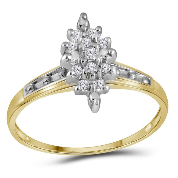 Round Diamond Marquise-shape Cluster Ring 1/10 Cttw 10KT Yellow Gold