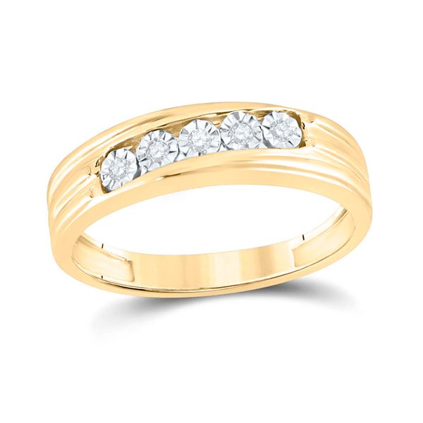 Round Diamond 5-Stone Band Ring 1/10 Cttw 10KT Yellow Gold