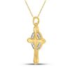 Image 2 : Round Diamond Cross Pendant 1/4 Cttw 10KT Yellow Gold