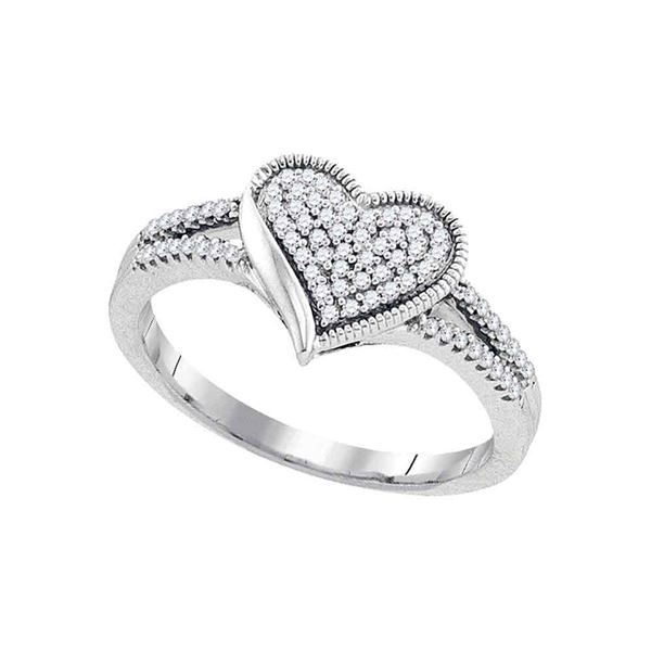 Round Diamond Milgrain Heart Cluster Ring 1/5 Cttw 10KT White Gold