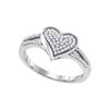 Image 1 : Round Diamond Milgrain Heart Cluster Ring 1/5 Cttw 10KT White Gold