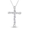 Image 1 : Round Diamond Twist Cross Pendant 1/4 Cttw 10KT White Gold
