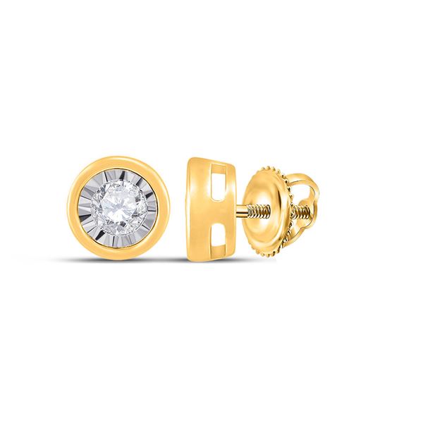 Round Diamond Solitaire Earrings 1/6 Cttw 10KT Yellow Gold