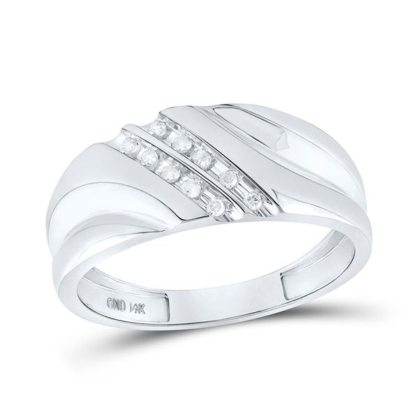 Round Diamond Wedding Band Ring 1/8 Cttw 14KT White Gold