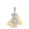 Image 1 : Round Diamond Moneybag Charm Pendant 1 Cttw 10KT Yellow Gold