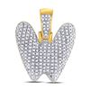 Image 1 : Round Diamond Bubble W Letter Charm Pendant 1/2 Cttw 10KT Yellow Gold