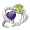 Image 1 : 2.61 CTW Diamond, Amethyst & Lemon Quartz Ring 10K White Gold - REF-23M5A