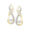 Image 1 : Round Diamond Moving Twinkle Solitaire Twist Ribbon Earrings 1/3 Cttw 10KT Yellow Gold
