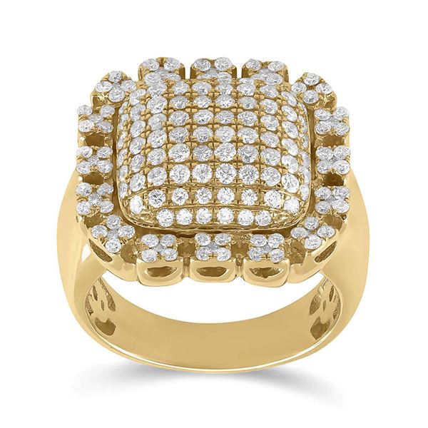 Round Diamond Pillow Cluster Ring 2-1/2 Cttw 10KT Yellow Gold