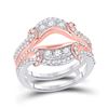 Image 1 : Round Diamond Wedding Wrap Band Ring Guard Enhancer 1 Cttw 14KT Two-tone Gold