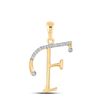 Image 1 : Round Diamond F Initial Letter Pendant 1/12 Cttw 10KT Yellow Gold