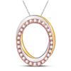 Image 1 : Round Diamond Oval Pendant 1/6 Cttw 10KT Tri-Tone Gold