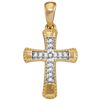 Image 1 : Round Diamond Small Flared Cross Pendant 1/10 Cttw 10KT Yellow Gold
