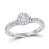 Halo Bridal Wedding Engagement Ring 1/2 Cttw 14KT White Gold