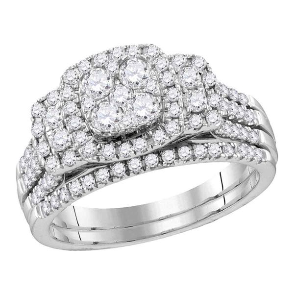 Diamond Bridal Wedding Ring Band Set 1 Cttw 14KT White Gold