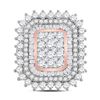 Image 2 : Round Baguette Diamond Cluster Ring 3-1/2 Cttw 10KT Rose Gold