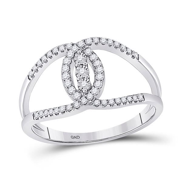 Round Diamond Fashion 3-stone Ring 1/5 Cttw 14KT White Gold