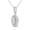 Image 2 : Round Diamond Oval Cluster Pendant 1/2 Cttw 14KT White Gold