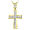 Image 1 : Round Diamond Cross Charm Pendant 1/6 Cttw 10KT Yellow Gold