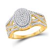 Image 1 : Round Diamond Oval Cluster Twist Ring 1/2 Cttw 10KT Yellow Gold