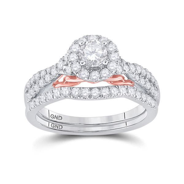 Diamond Bridal Wedding Ring Band Set 1 Cttw 14KT Two-tone Gold