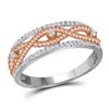 Image 1 : Round Diamond Rose-tone Rope Twist Band 1/4 Cttw 10KT Two-tone Gold
