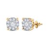 Image 1 : Round Diamond Halo Earrings 3/4 Cttw 14KT Yellow Gold