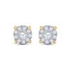 Image 2 : Round Diamond Halo Earrings 3/4 Cttw 14KT Yellow Gold