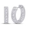 Image 1 : Round Diamond Hoop Earrings 1 Cttw 14KT White Gold