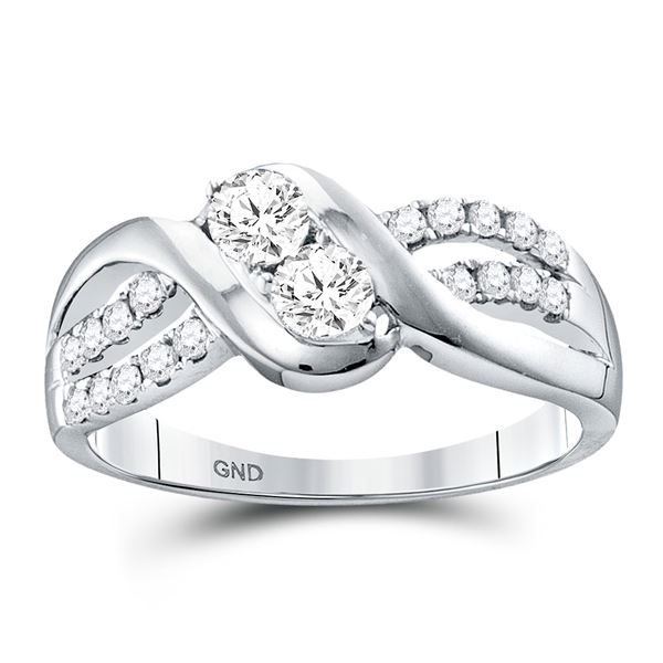 Diamond 2-stone Bridal Wedding Engagement Ring 5/8 Cttw 10KT White Gold