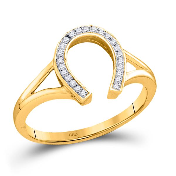 Round Diamond Horseshoe Lucky Ring 1/20 Cttw 10KT Yellow Gold