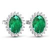 Image 3 : Natural 2.46 CTW Zambian Emerald & Diamond Earrings 14K White Gold - REF-49M3T