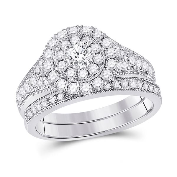 Diamond Bridal Wedding Ring Band Set 1 Cttw 10KT White Gold