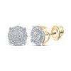 Image 1 : Round Diamond Fashion Cluster Earrings 1/8 Cttw 10KT Yellow Gold