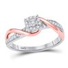 Image 1 : Round Diamond Cluster Promise Ring 1/6 Cttw 10KT Two-tone Gold