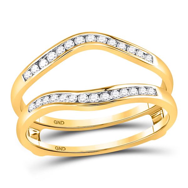 Round Diamond Channel Set Wrap Ring Guard Enhancer 1/4 Cttw 14KT Yellow Gold