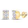 Image 1 : Round Diamond Rectangle Cluster Stud Earrings 1/4 Cttw 10KT Yellow Gold